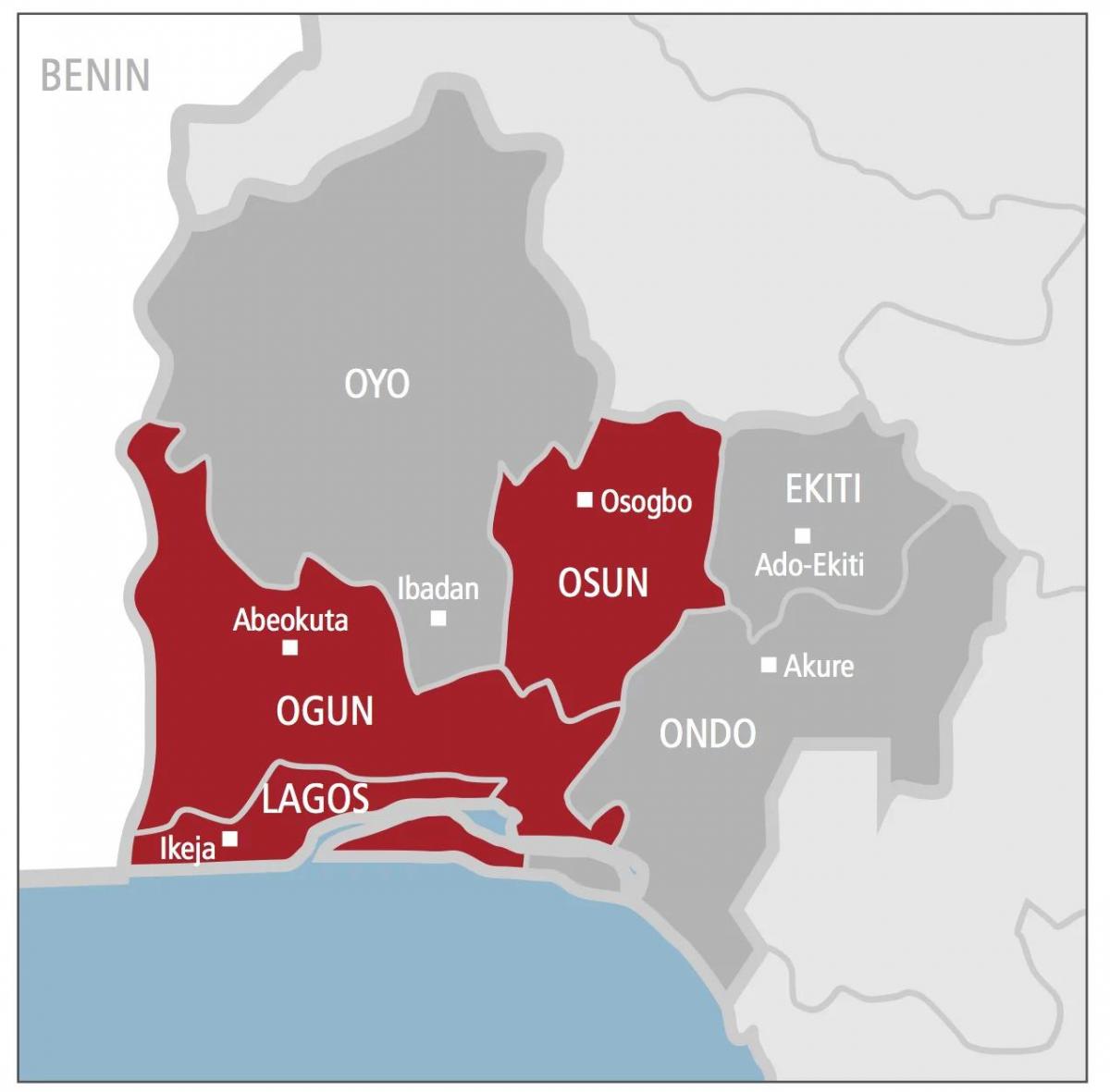 el oeste de nigeria mapa