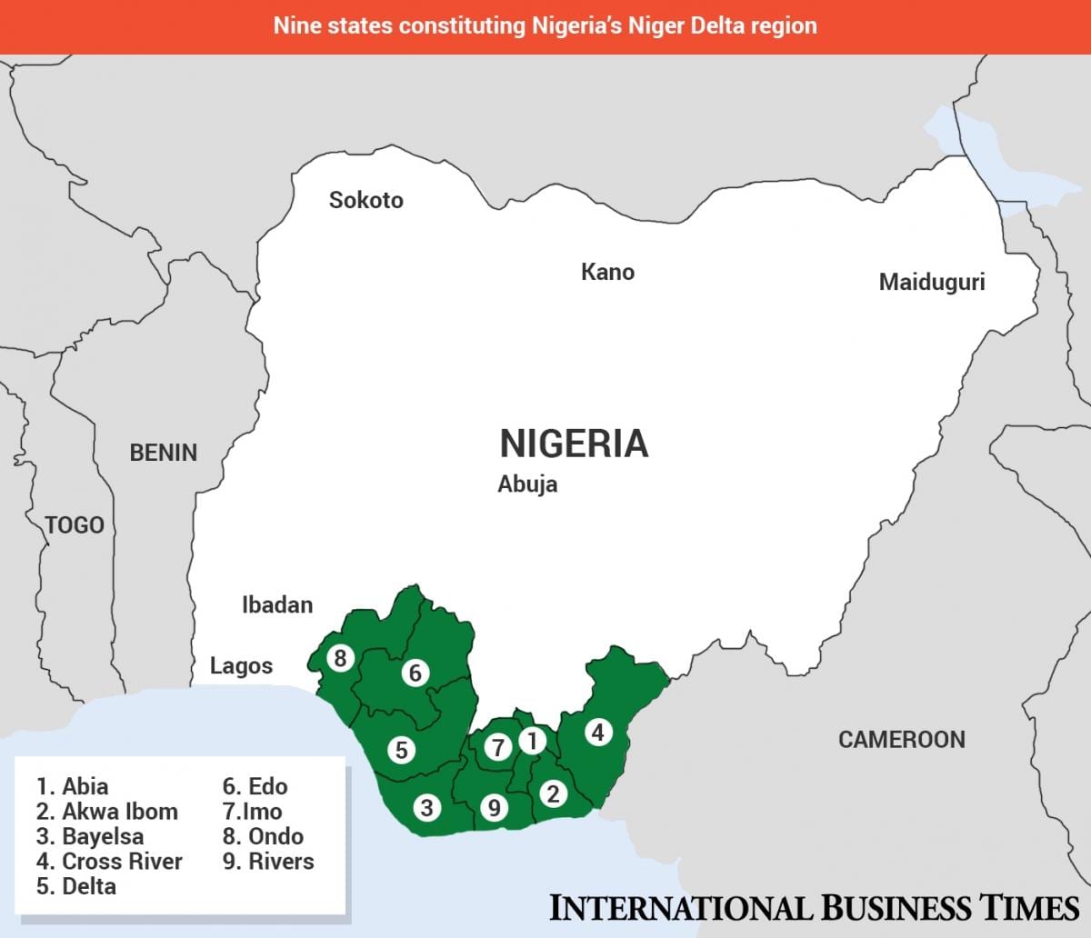 Mapa del delta del níger mapa en nigeria