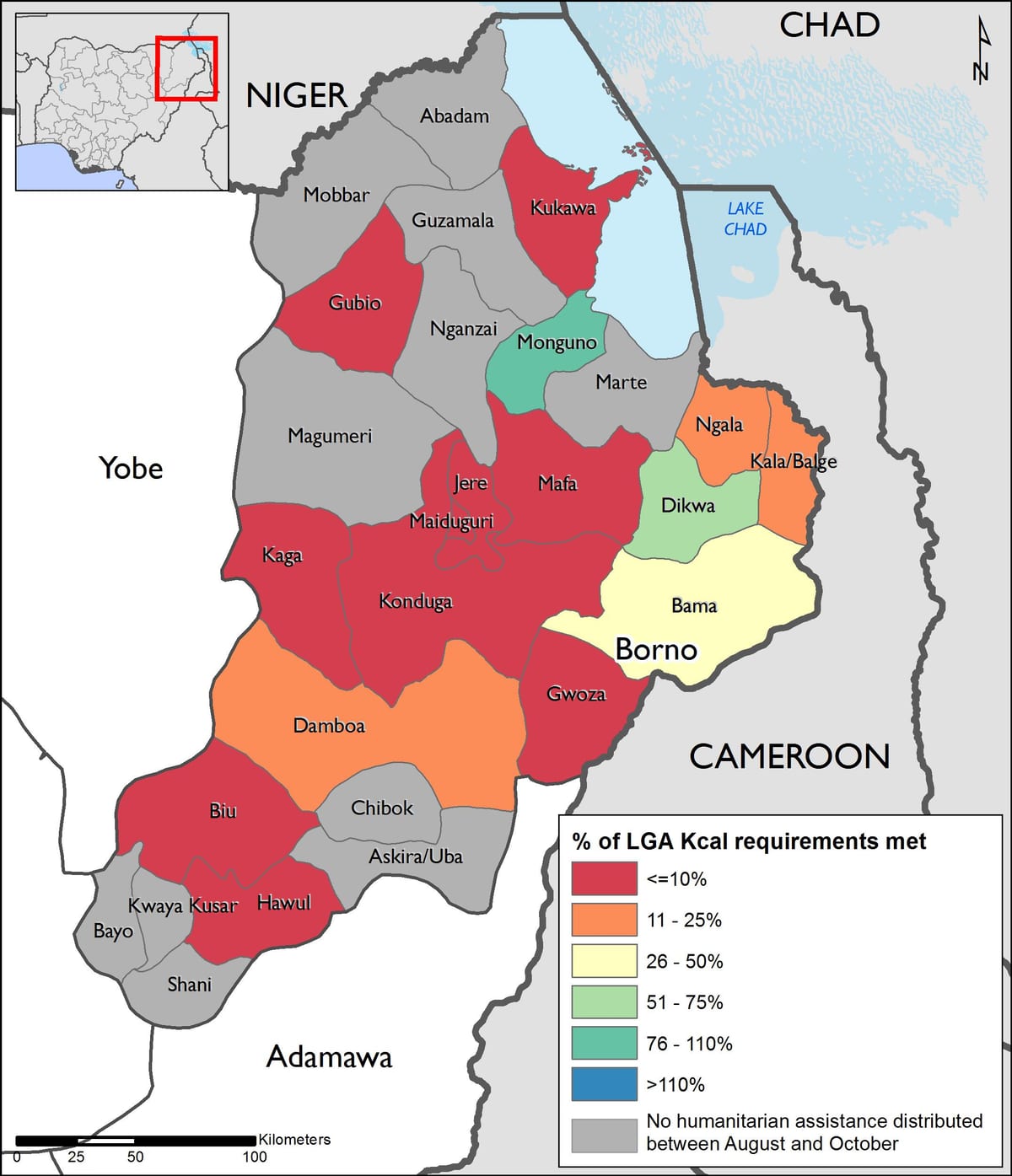 Mapa del noreste de nigeria