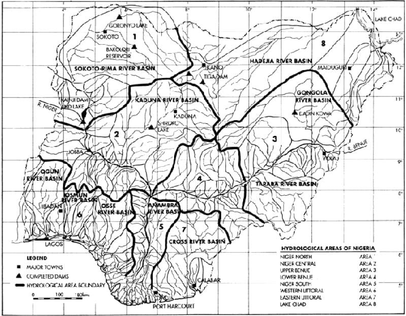 Mapa hidrológico de nigeria
