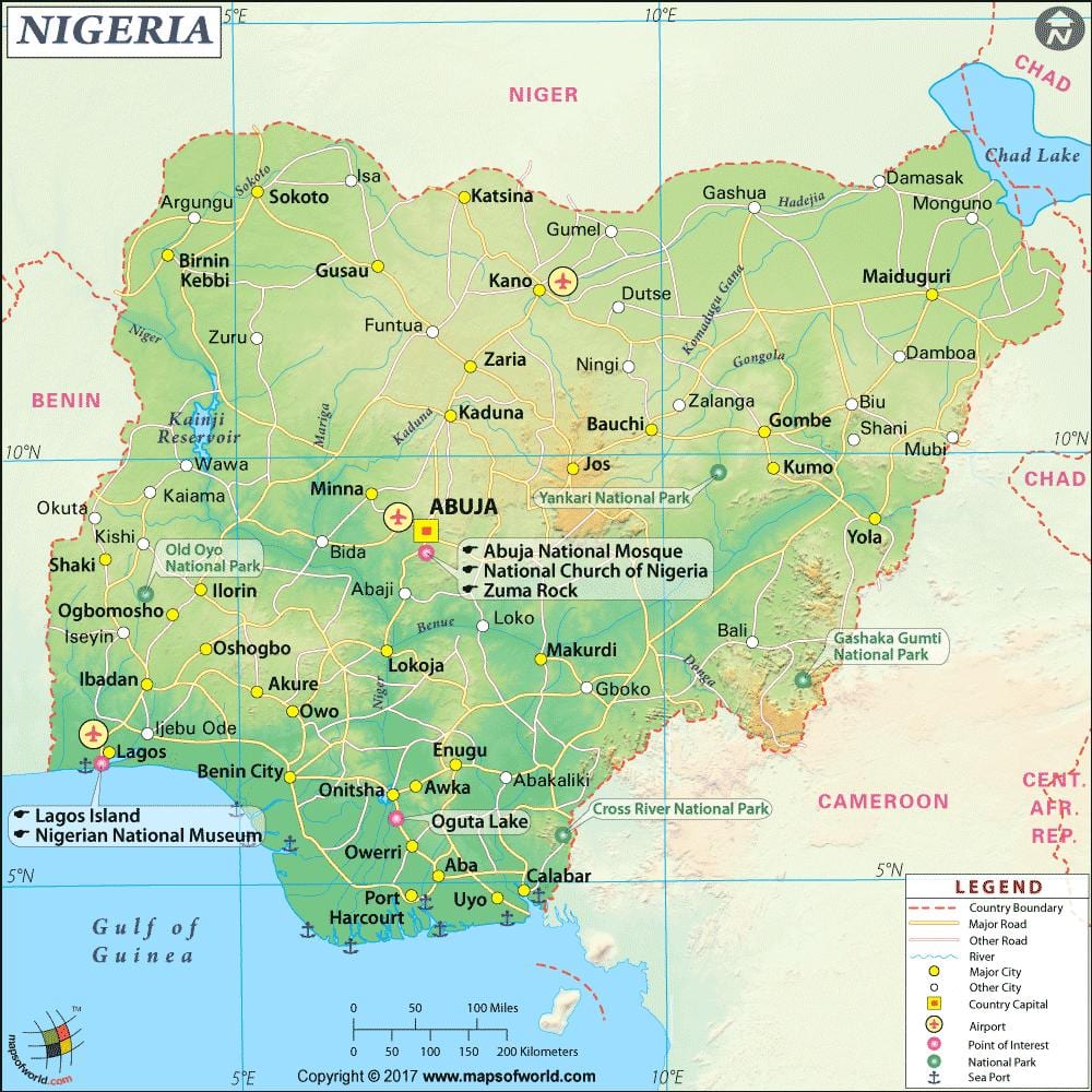 Mapa de imagen de la nigeria