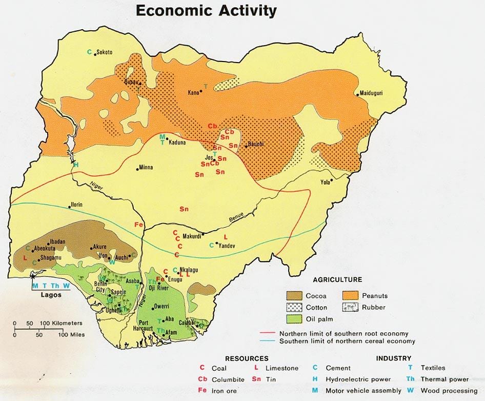 Mapa de la agricultura de nigeria