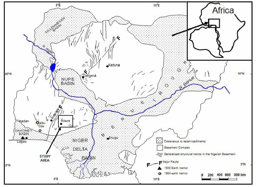 mapa de nigeria mostrando drenaje