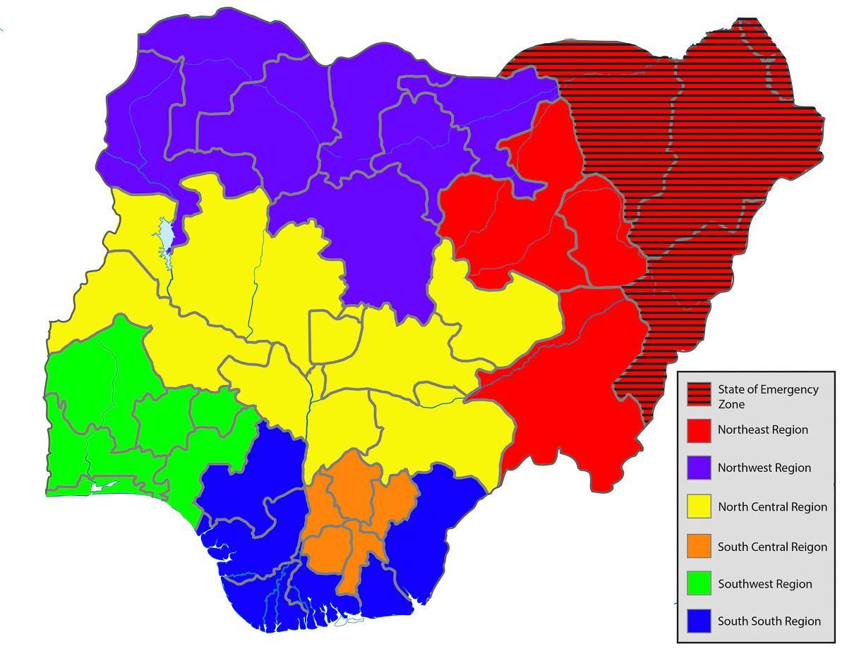 mapa de nigeria mostrando todos los estados