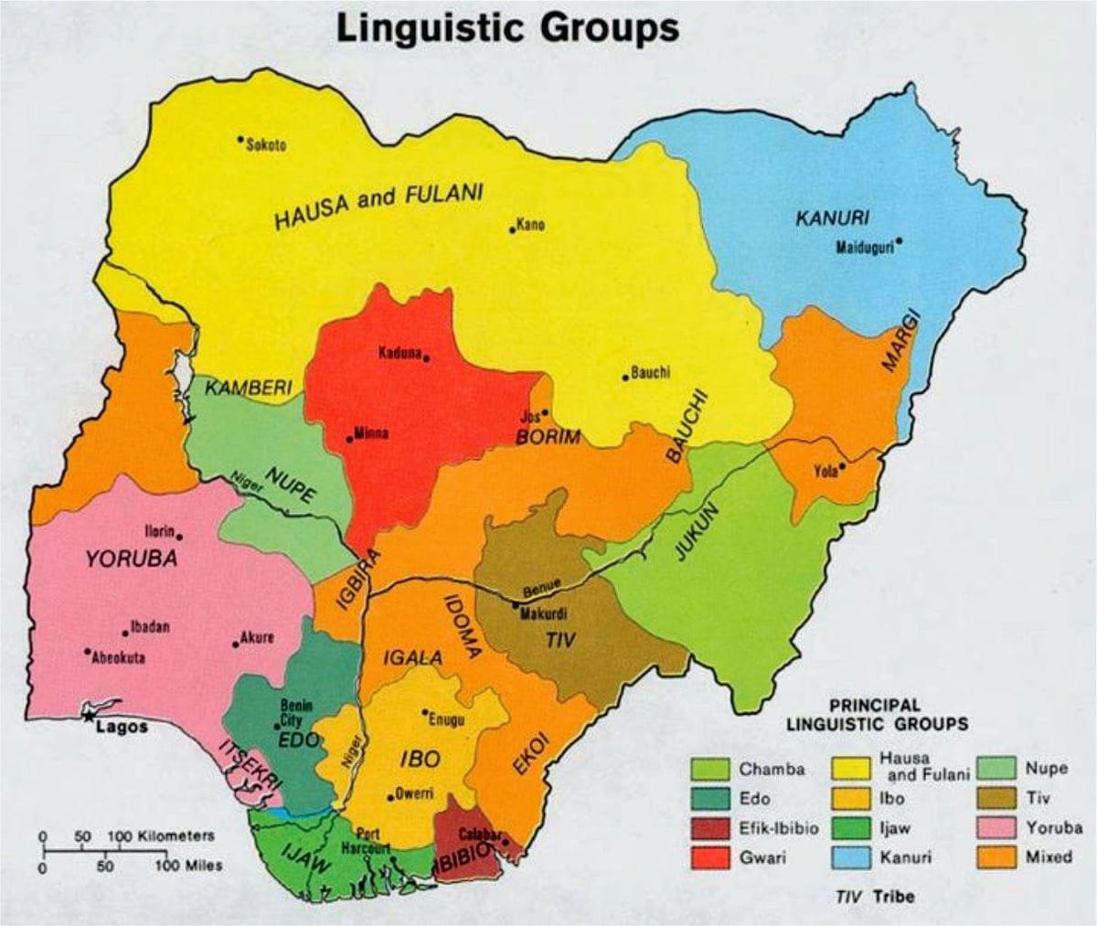 Mapa de nigeria tribus