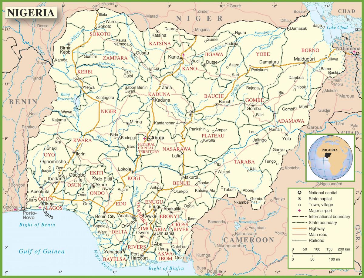 mapa completo de nigeria