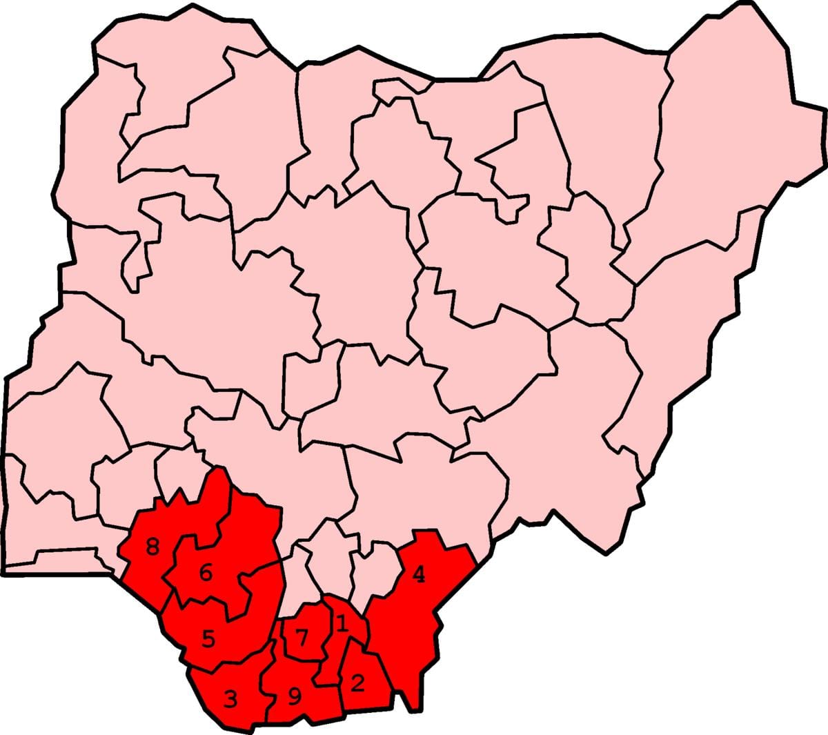 Mapa del sur del sur de nigeria