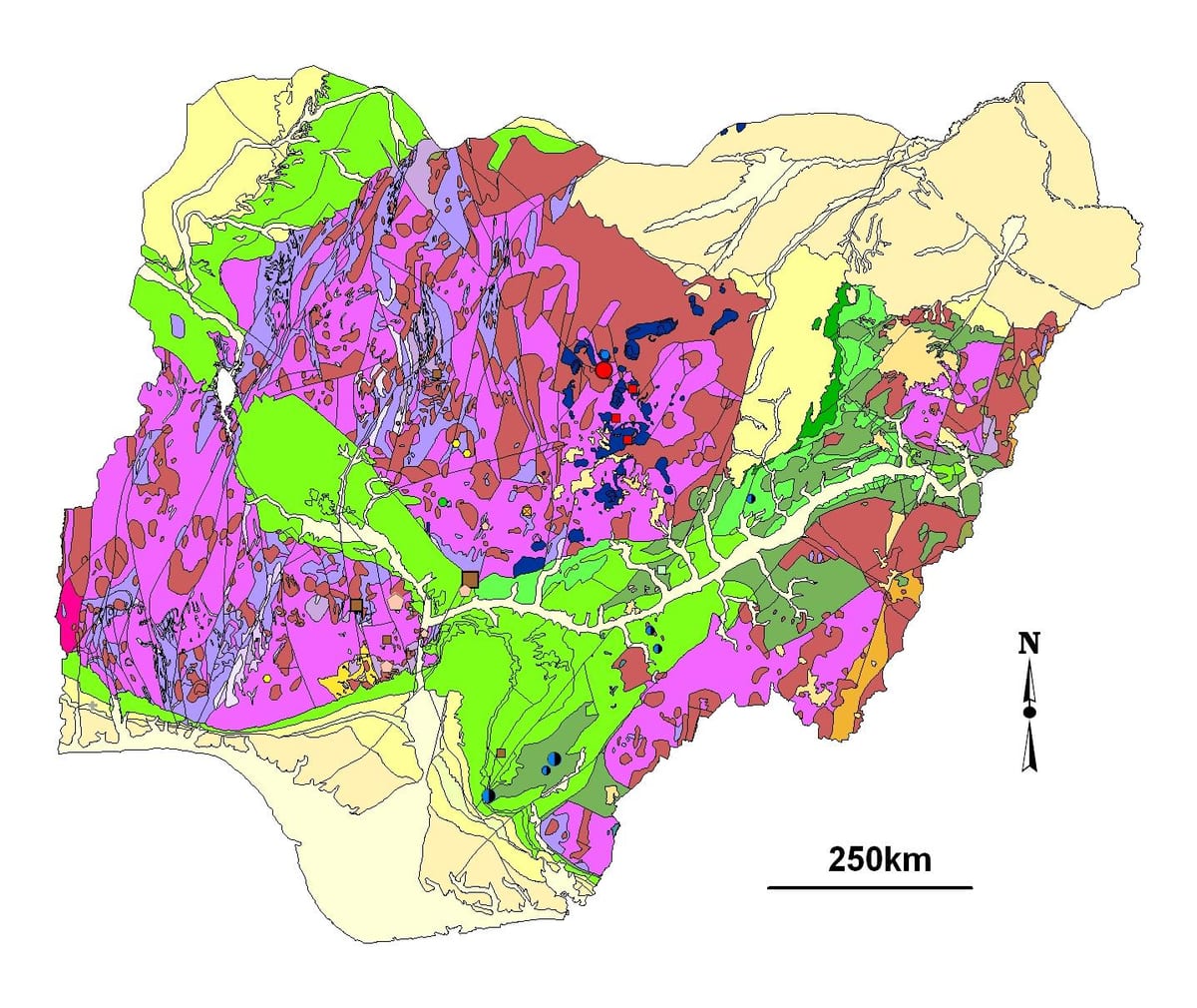 Mapa geológico de nigeria
