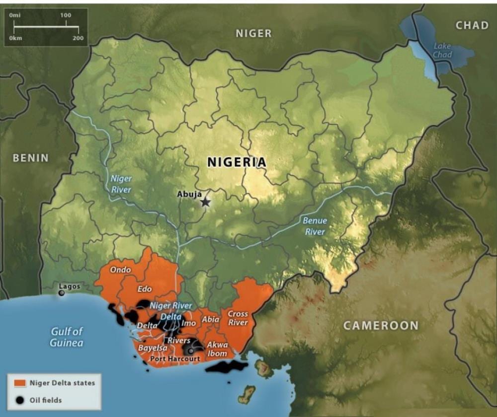 Mapa de nigeria aceite