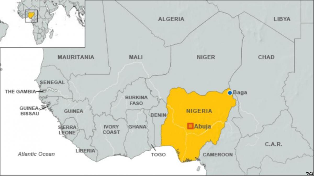 Mapa de las fronteras de nigeria