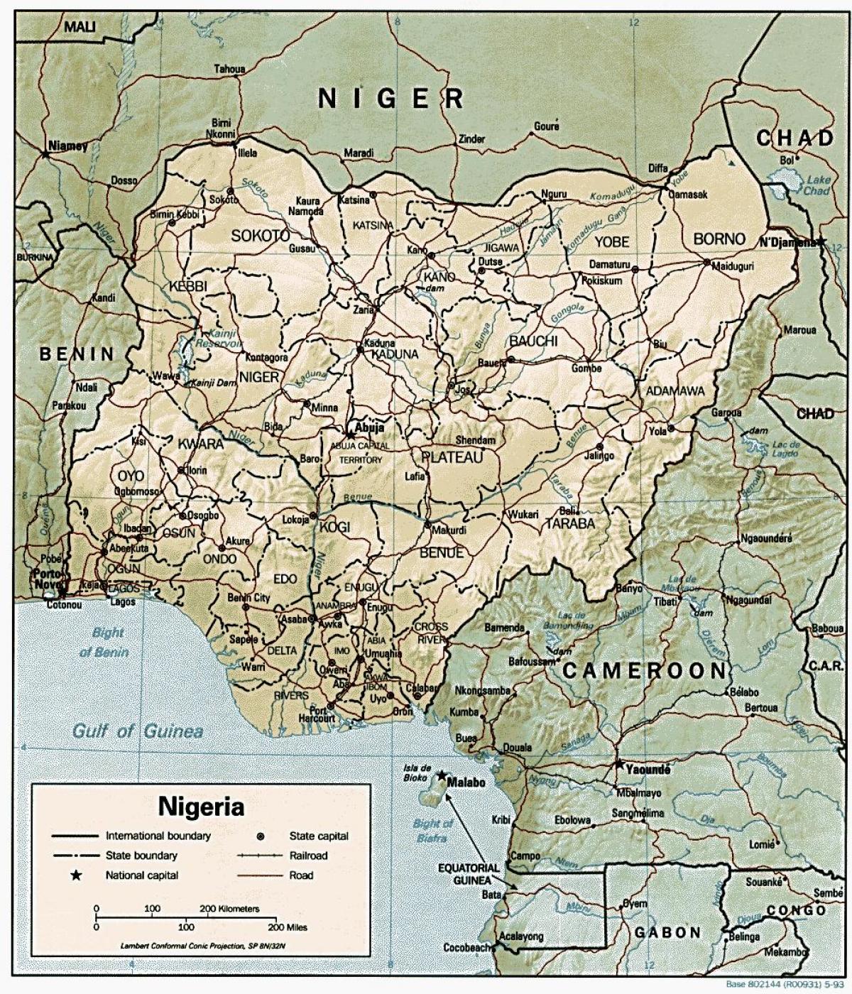 mapa geográfico de nigeria