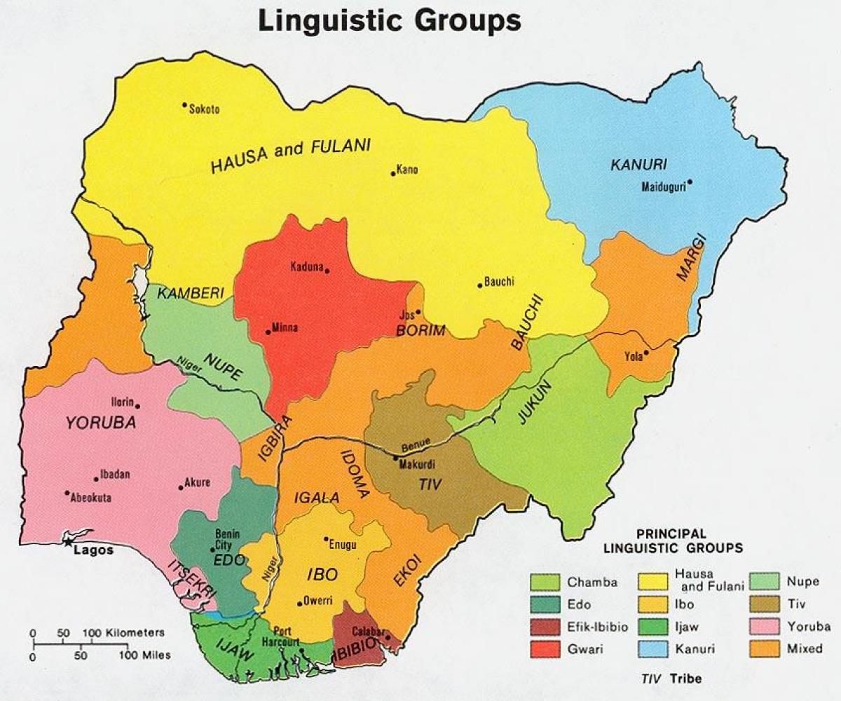 mapa de nigeria mostrando grupos étnicos