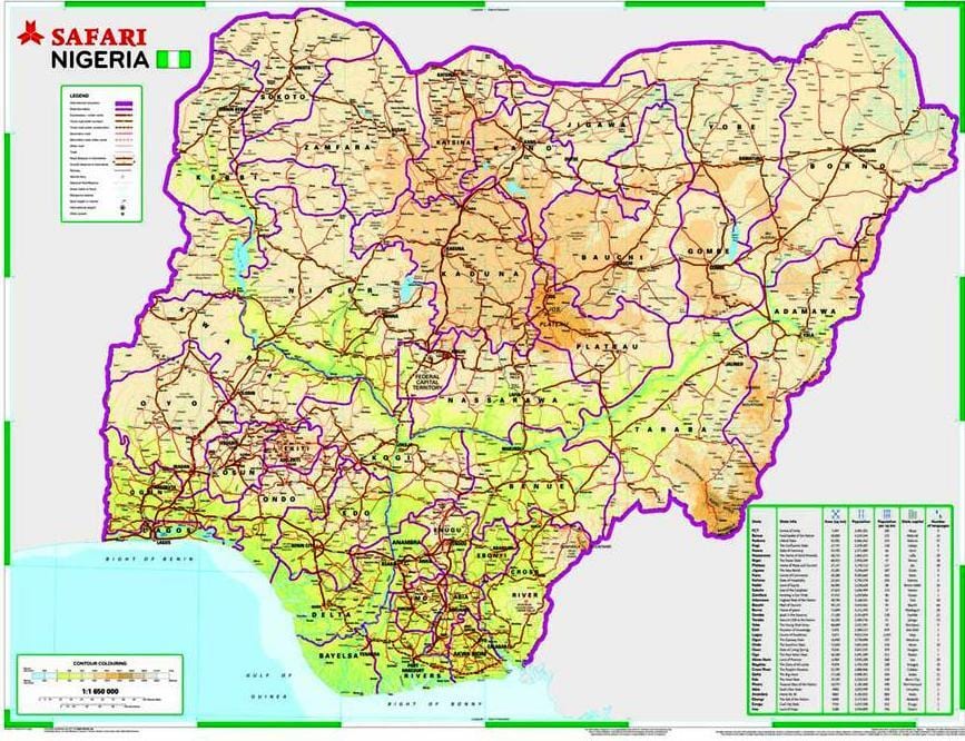 Mapa de nigeria distancia de camino