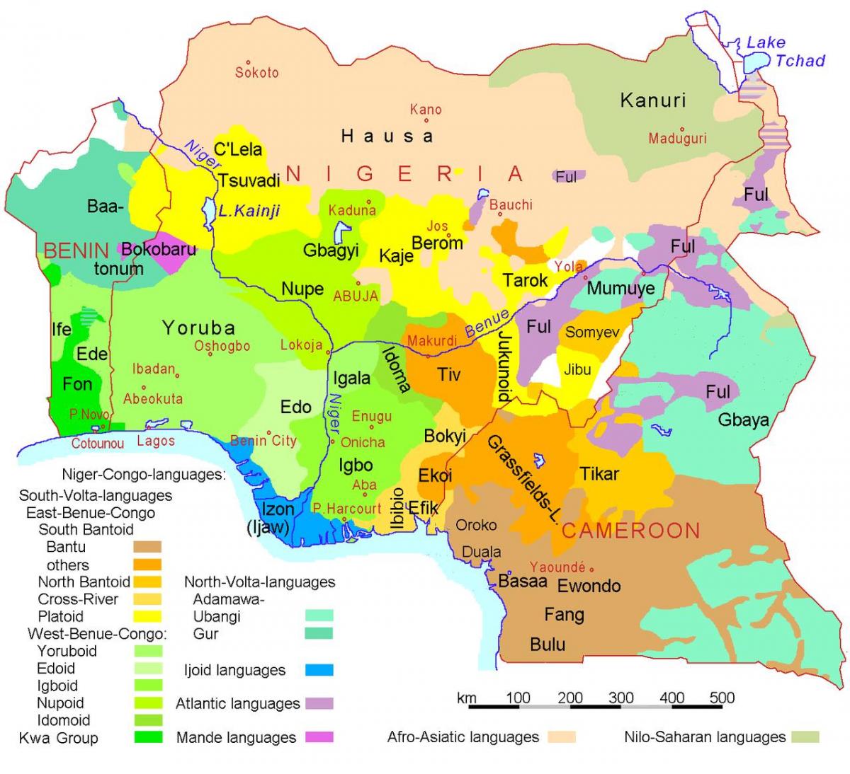 nigeria mapa de la lengua