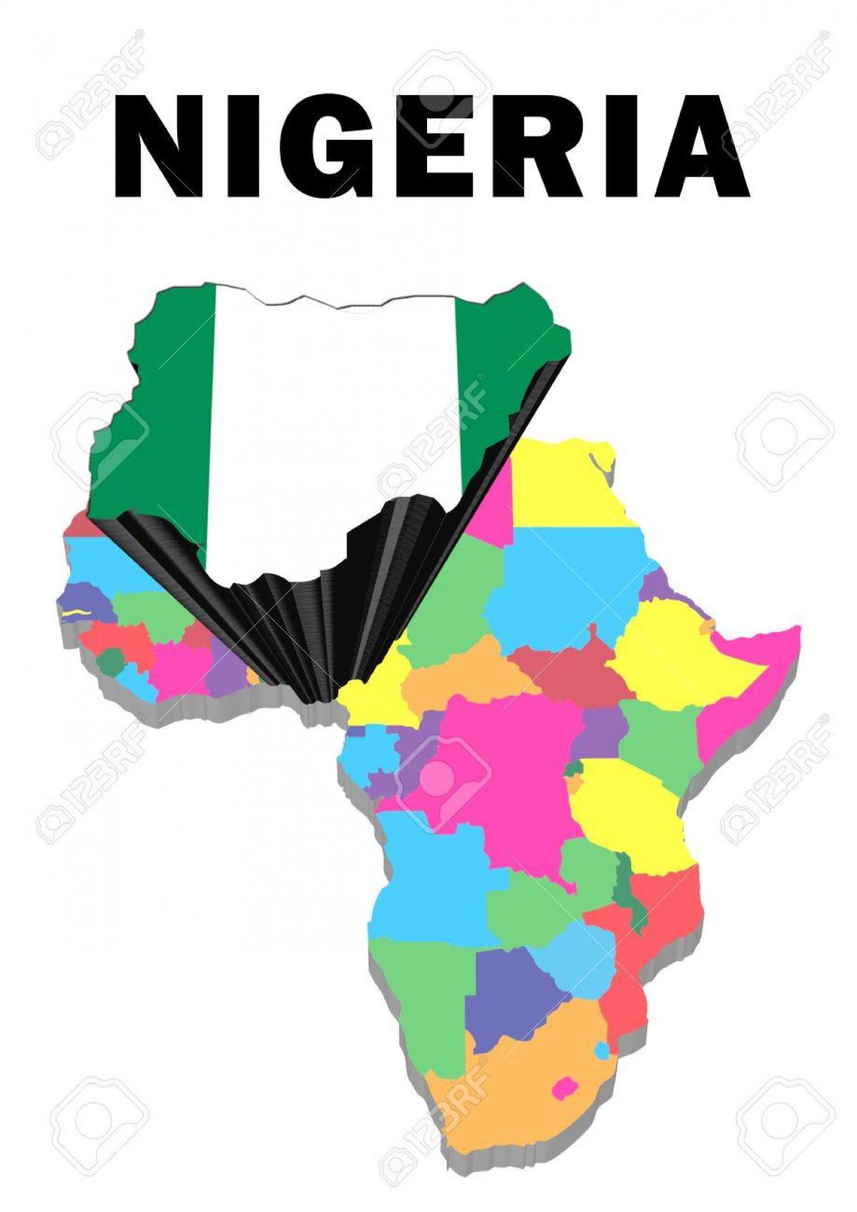 mapa de áfrica con nigeria destacó