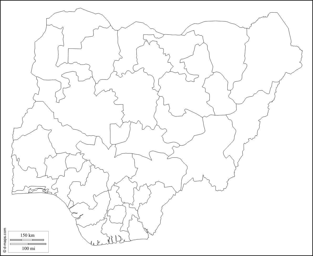 mapa en blanco de nigeria
