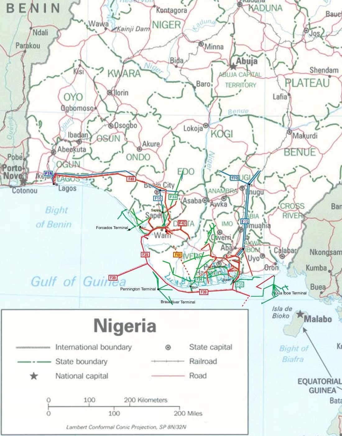 Mapa de nigeria tubería