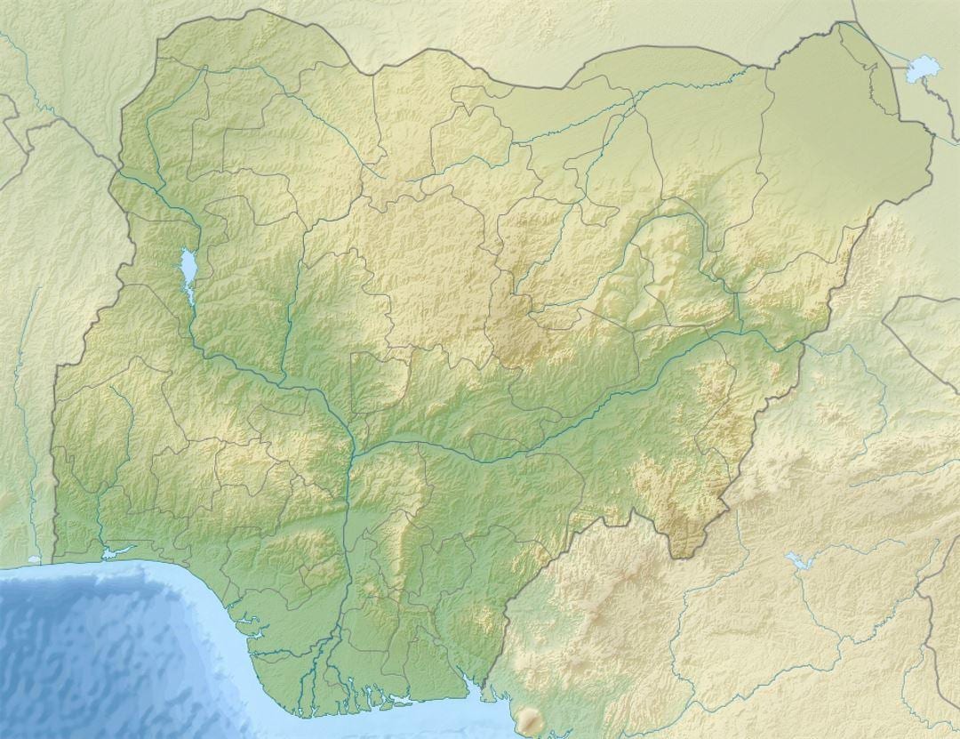 mapa de nigeria mostrando relieve y drenaje