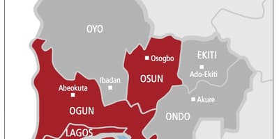 El oeste de nigeria mapa