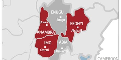 Mapa del sudeste de nigeria