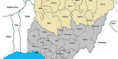 Mapa del norte de nigeria, estados