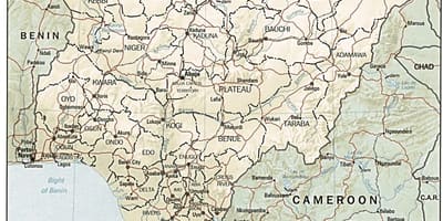 Mapa de latitud y longitud de nigeria