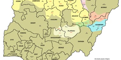 Mapa de nigeria mostrando los 36 estados y sus capitales