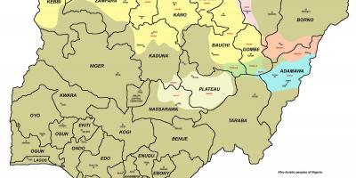 Mapa de nigeria con 36 estados