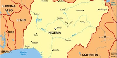 Mapa de nigeria mostrando el río níger y benue