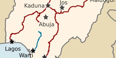Mapa de nigeria mostrando las líneas de ferrocarril