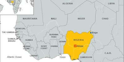 Mapa de las fronteras de nigeria
