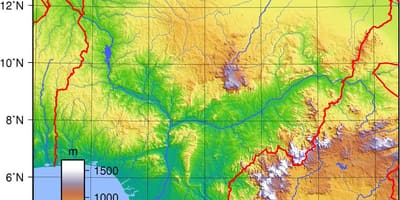 El mapa topográfico de nigeria